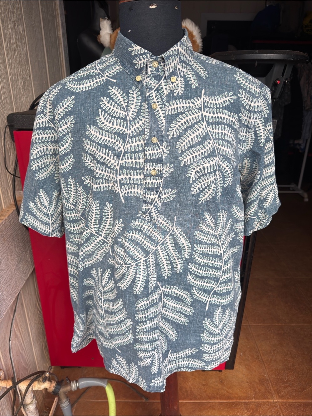 PreOwned Reyn Spooner Hawaiian Print Blue Pullover Men's XL